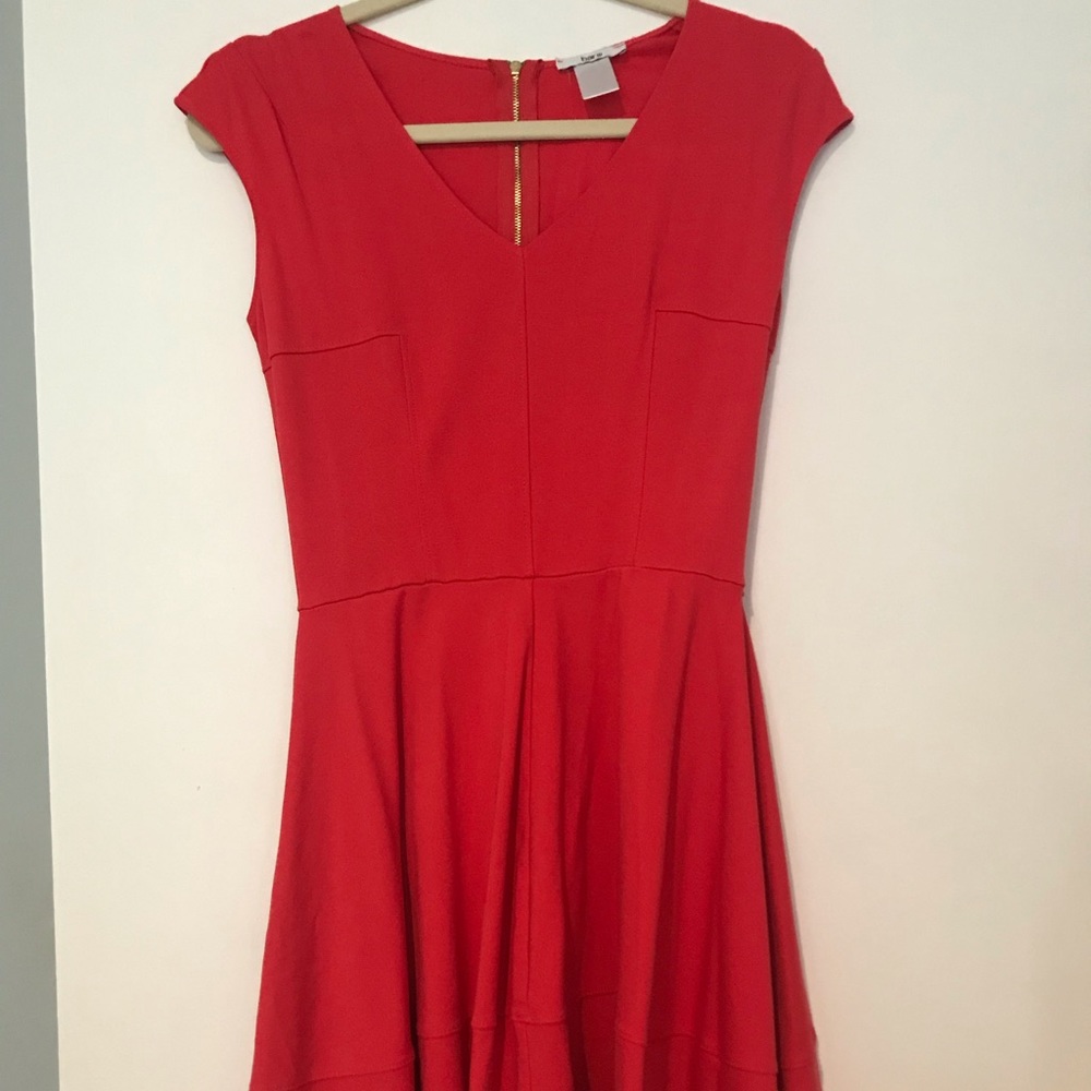 Bar III coral knit dress.
